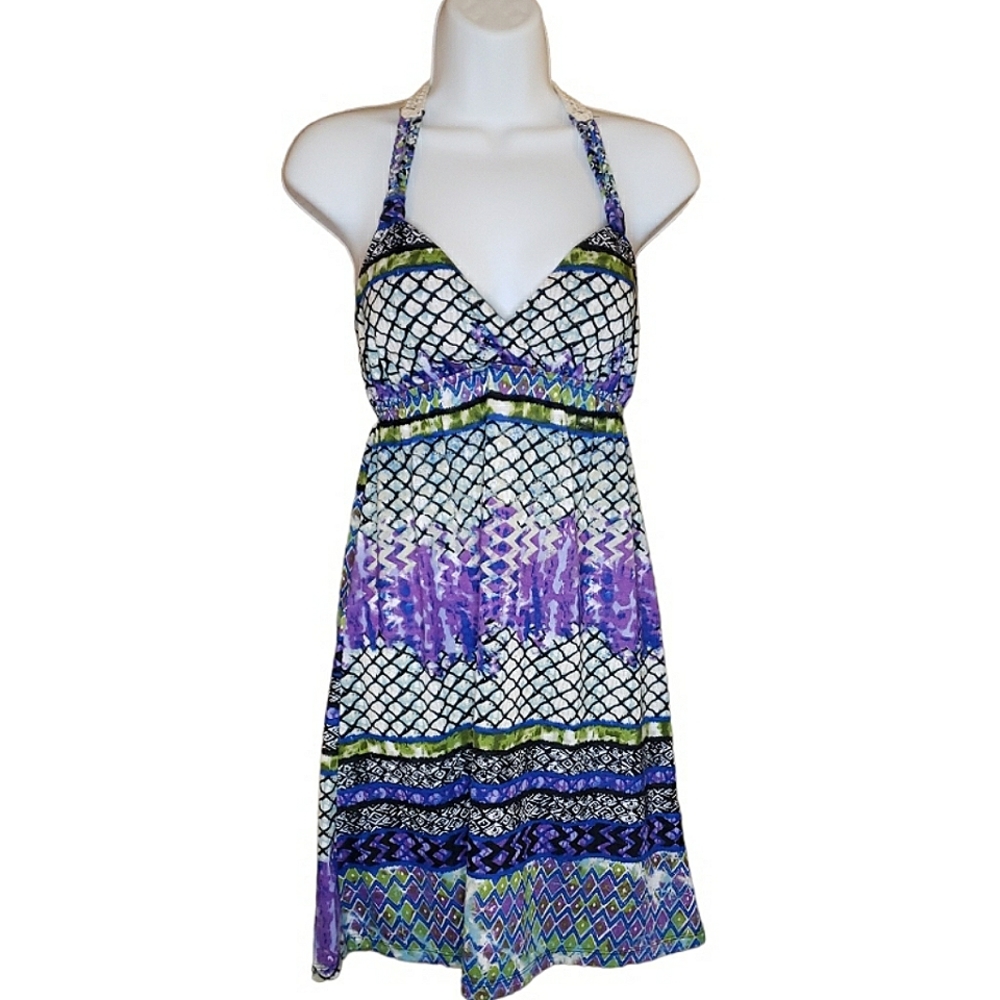 Self Esteem - Colorful Boho Dress w/a Crochet Back - M - LN
